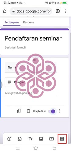 Cara Menambahkan Link Grup WA di Google Form Klik Icon 2 Garis Horizontal