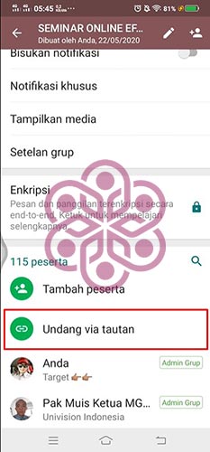 Cara Menambahkan Link Grup WA di Google Form Tekan Opsi Undang via Tautan