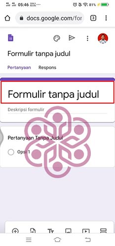 Klik Kolom Formulir Tanpa Judul