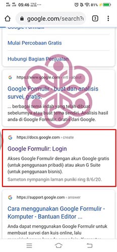 Pilih Google Formulir